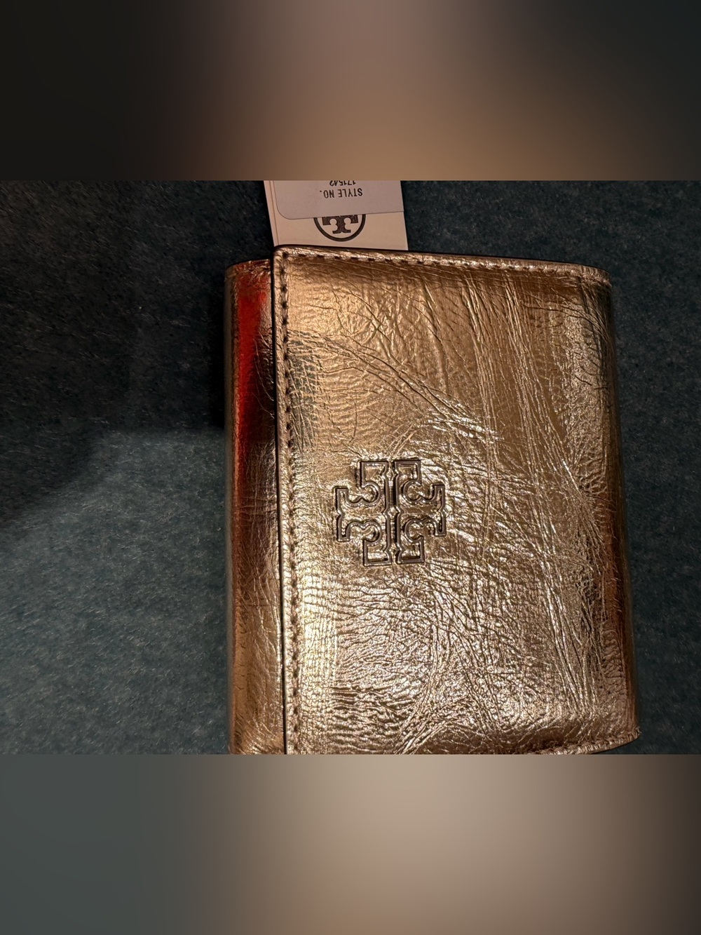 Tory Burch Metallic gold Compact Wallet Thea new with tag(limited time sale) - Picture 2 of 8